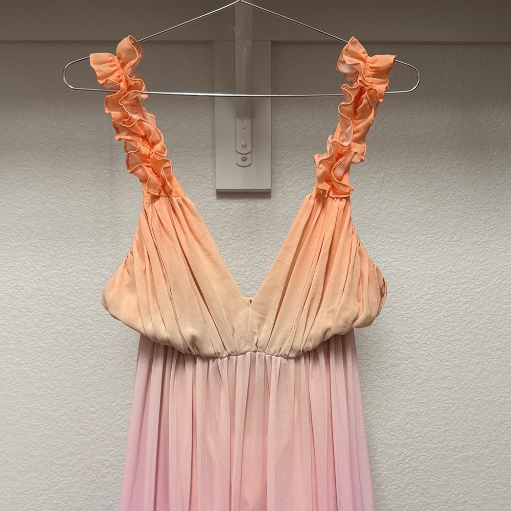 BHLDN Alivia V-Neck Ruffle Ombre Maxi Dress - Picture 4 of 9